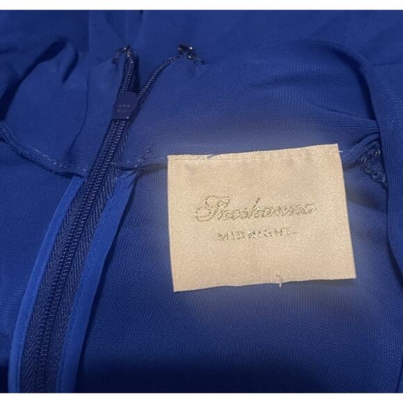 Shoshanna Midnight Women's M Blue Slinky Maxi Vneck Evening Gathered Dress EUC - Picture 3 of 5